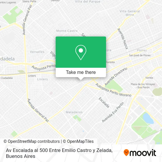 Av  Escalada al 500  Entre Emilio Castro y Zelada map