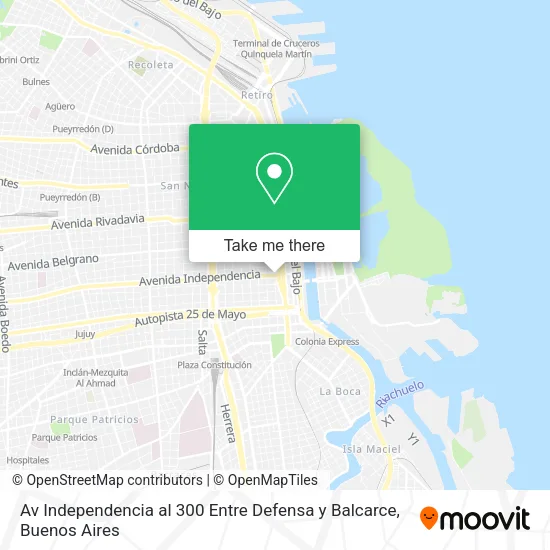 Mapa de Av  Independencia al 300  Entre Defensa y Balcarce