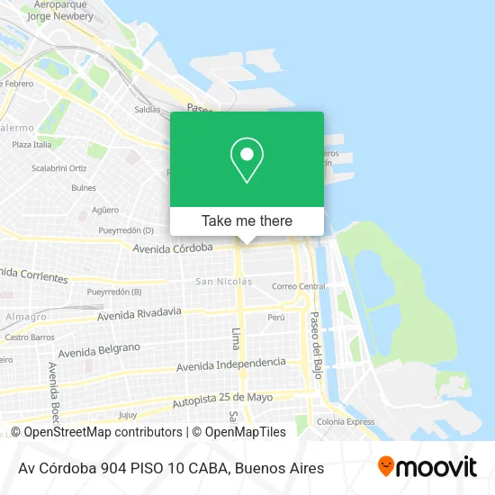 Mapa de Av  Córdoba 904  PISO 10  CABA