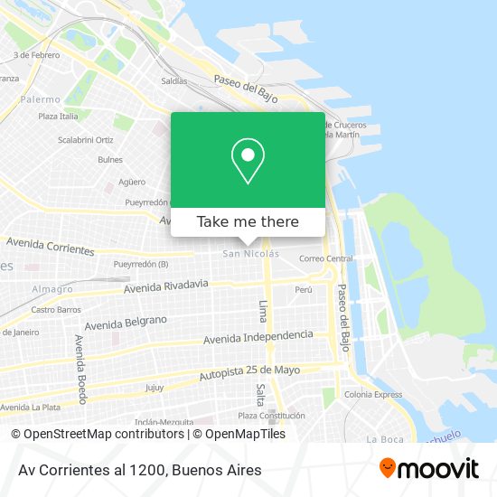 Av  Corrientes al 1200 map