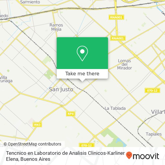 Mapa de Tencnico en Laboratorio de Analisis Clinicos-Karliner Elena