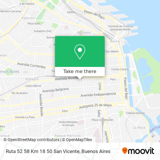 Ruta 52 58 Km  18 50  San Vicente map