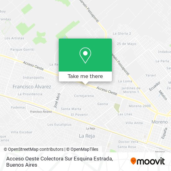 Acceso Oeste Colectora Sur Esquina Estrada map