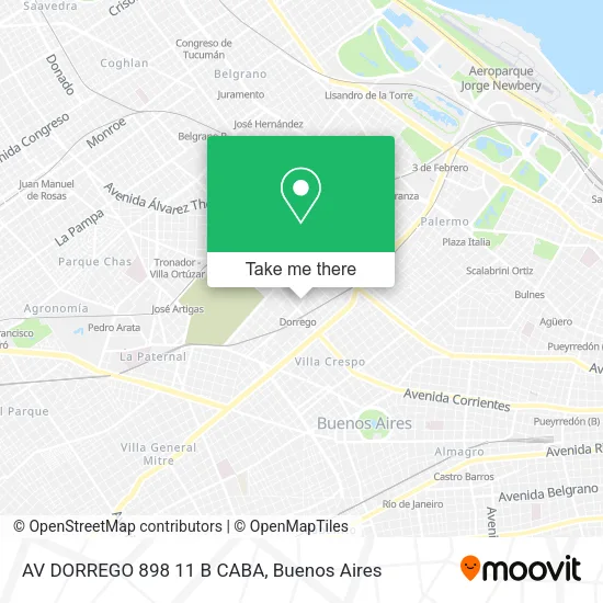 Mapa de AV DORREGO 898  11  B   CABA