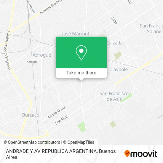 Mapa de ANDRADE Y AV  REPUBLICA ARGENTINA