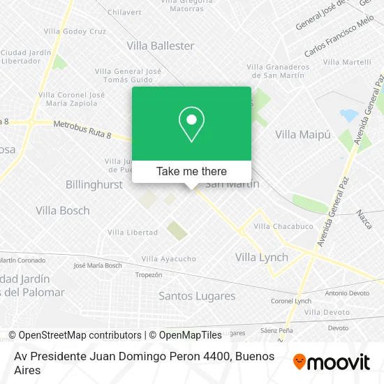 Mapa de Av  Presidente Juan Domingo Peron 4400