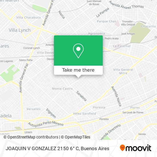 Mapa de JOAQUIN V  GONZALEZ 2150 6° C