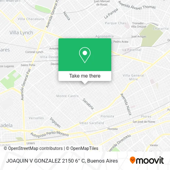 JOAQUIN V  GONZALEZ 2150 6° C map