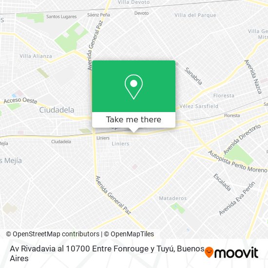 Mapa de Av  Rivadavia al 10700 Entre Fonrouge y Tuyú