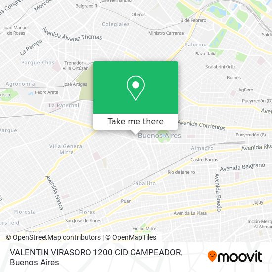 VALENTIN VIRASORO 1200 CID CAMPEADOR map