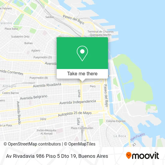 Mapa de Av Rivadavia 986  Piso 5 Dto  19