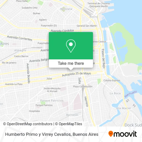 Mapa de Humberto Primo y Virrey Cevallos