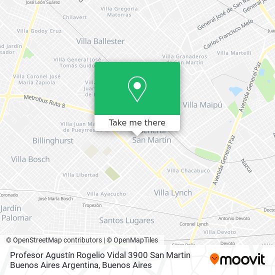 Profesor Agustín Rogelio Vidal 3900  San Martin  Buenos Aires  Argentina map