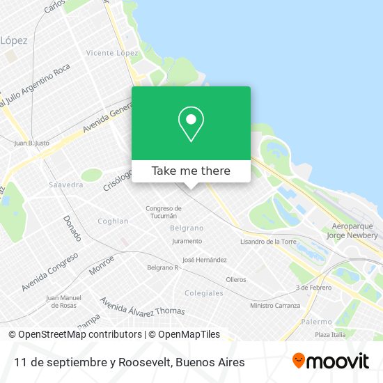 Mapa de 11 de septiembre y Roosevelt