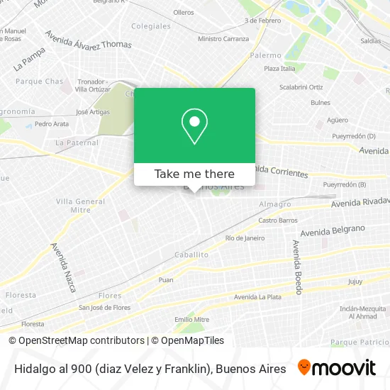 Mapa de Hidalgo al 900 (diaz Velez y Franklin)