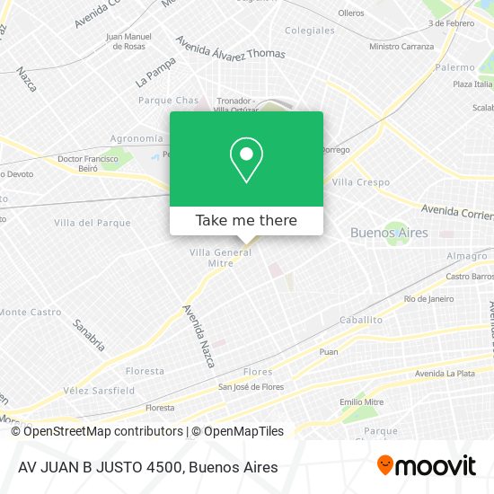 AV JUAN B JUSTO 4500 map