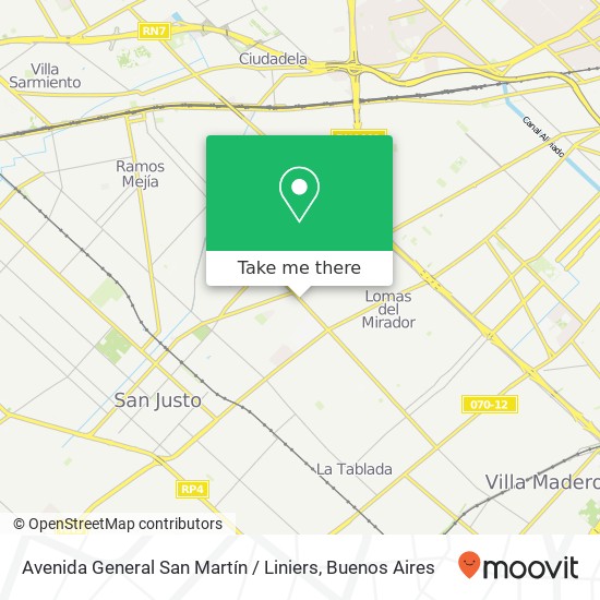 Avenida General San Martín / Liniers map