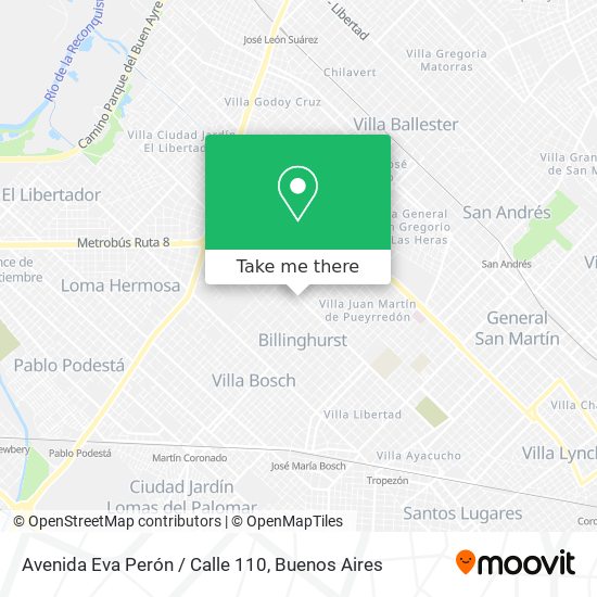 Avenida Eva Perón / Calle 110 map