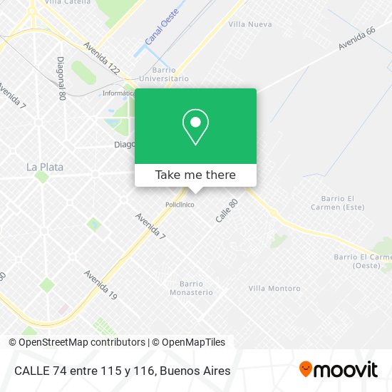 CALLE 74 entre 115 y 116 map