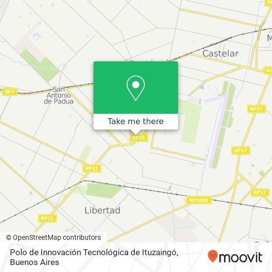 Mapa de Polo de Innovación Tecnológica de Ituzaingó