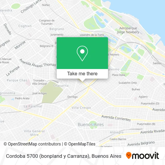 Cordoba 5700 (bonpland y Carranza) map