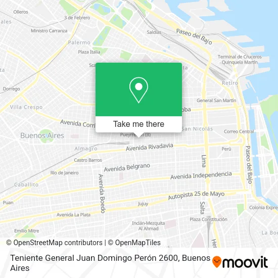 Mapa de Teniente General Juan Domingo Perón 2600