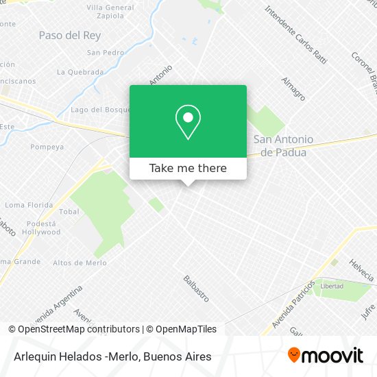 Arlequin Helados -Merlo map