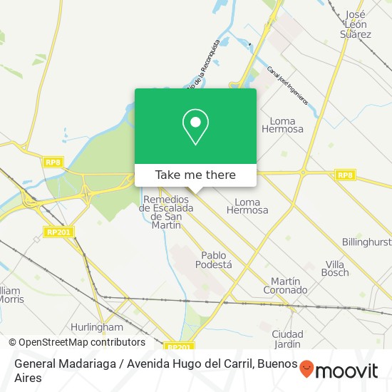 Mapa de General Madariaga / Avenida Hugo del Carril