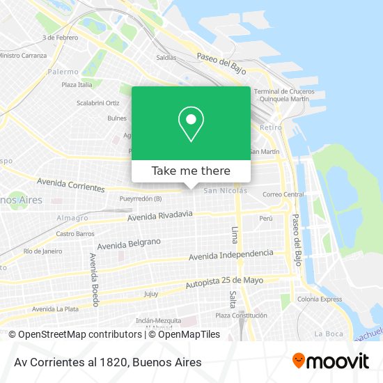Av Corrientes al 1820 map