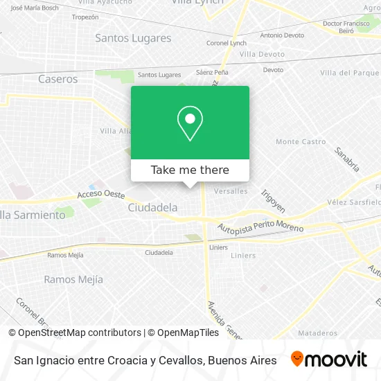 Mapa de San Ignacio entre Croacia y Cevallos
