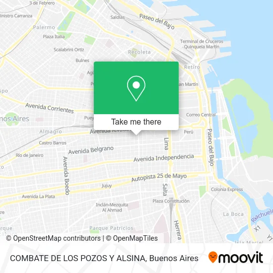 COMBATE DE LOS POZOS Y ALSINA map