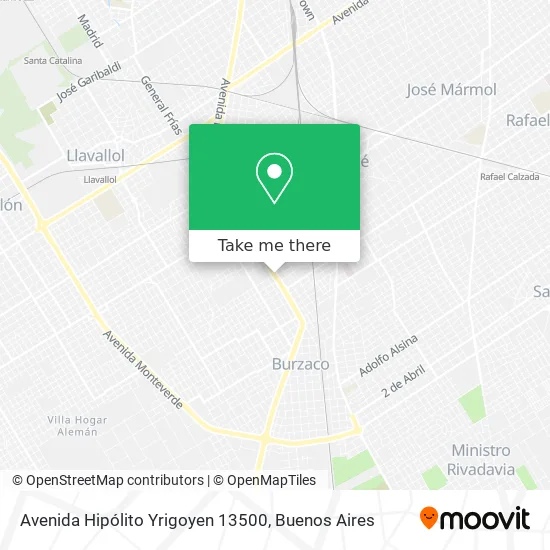 Mapa de Avenida Hipólito Yrigoyen 13500