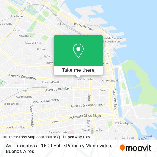 Av  Corrientes al 1500  Entre Parana y Montevideo map