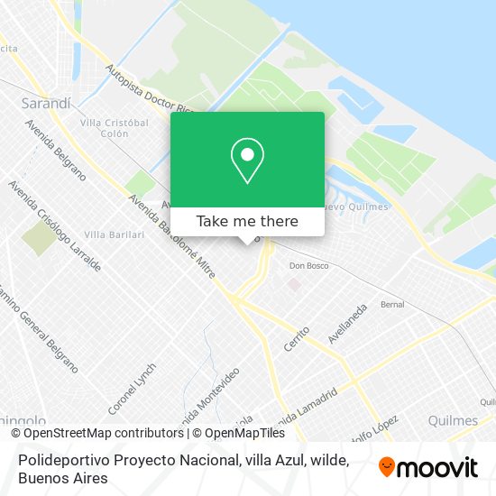 Mapa de Polideportivo Proyecto Nacional, villa Azul, wilde