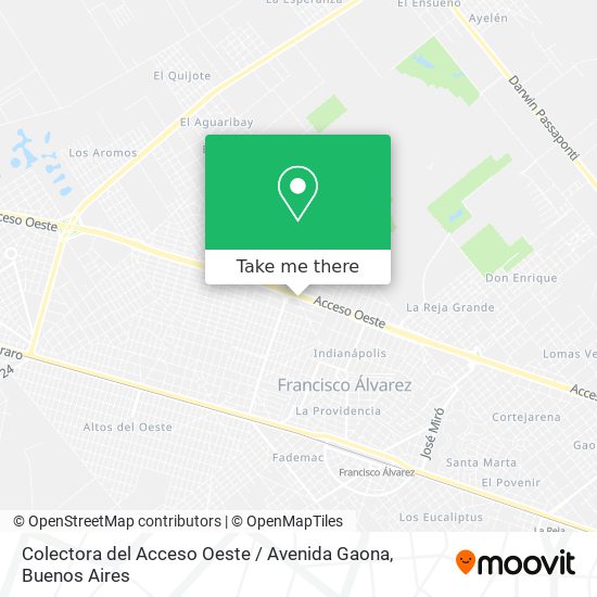 Mapa de Colectora del Acceso Oeste / Avenida Gaona