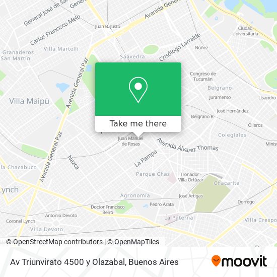 Av  Triunvirato 4500 y Olazabal map