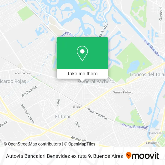 Autovia Bancalari Benavidez ex ruta 9 map