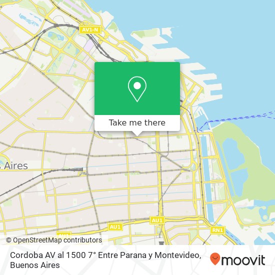 Mapa de Cordoba AV  al 1500 7° Entre Parana y Montevideo