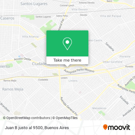 Mapa de Juan B justo  al 9500