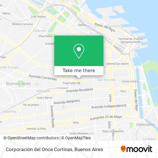 Corporación del Once Cortinas map