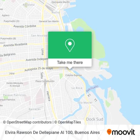Mapa de Elvira Rawson De Dellepiane Al 100