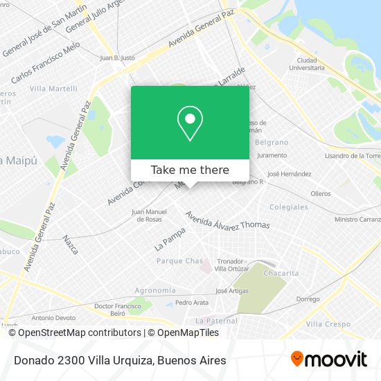 Donado 2300  Villa Urquiza map