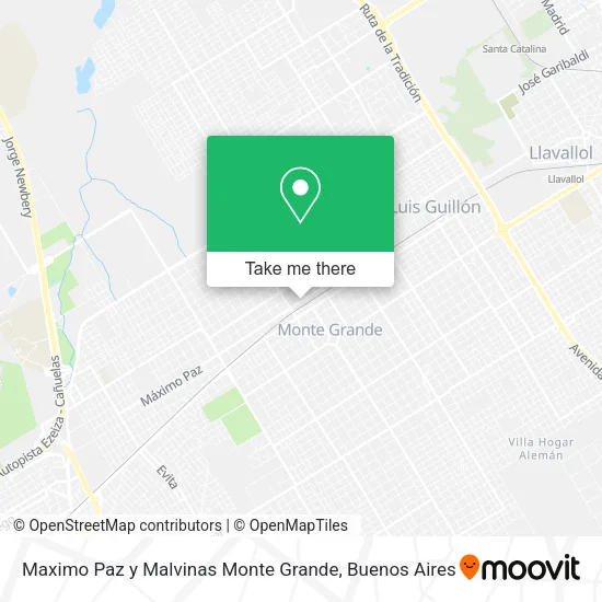 Maximo Paz y Malvinas   Monte Grande map