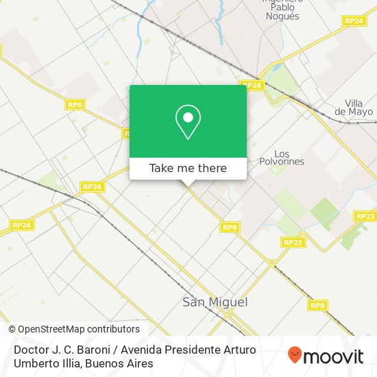 Mapa de Doctor J. C. Baroni / Avenida Presidente Arturo Umberto Illia