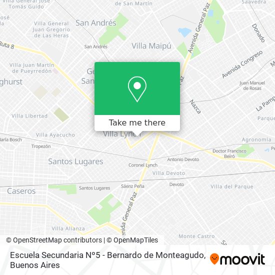 Mapa de Escuela Secundaria Nº5 - Bernardo de Monteagudo