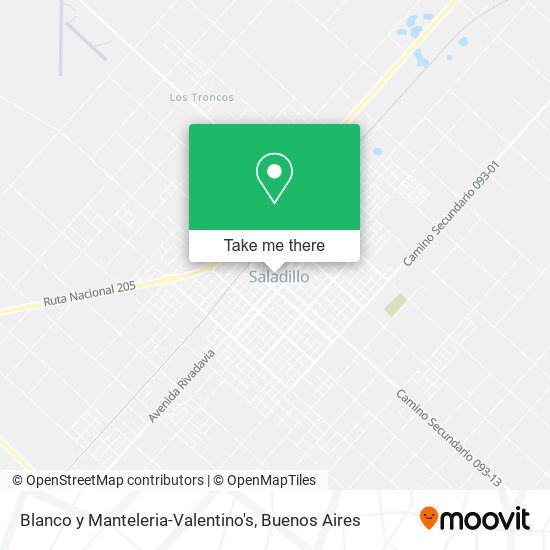 Mapa de Blanco y Manteleria-Valentino's