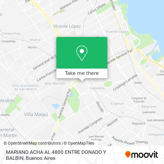 MARIANO ACHA AL 4800  ENTRE DONADO Y BALBIN map