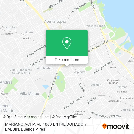MARIANO ACHA AL 4800  ENTRE DONADO Y BALBIN map