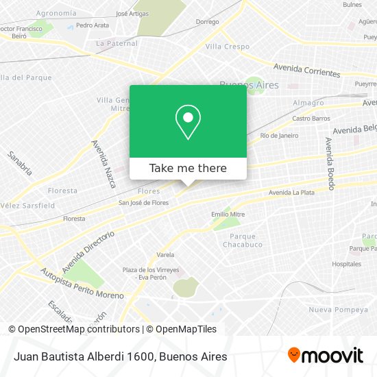 Juan Bautista Alberdi 1600 map