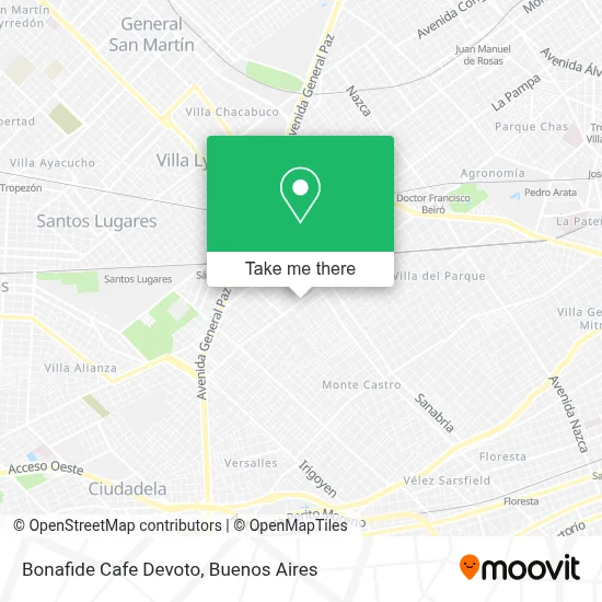 Bonafide Cafe Devoto map